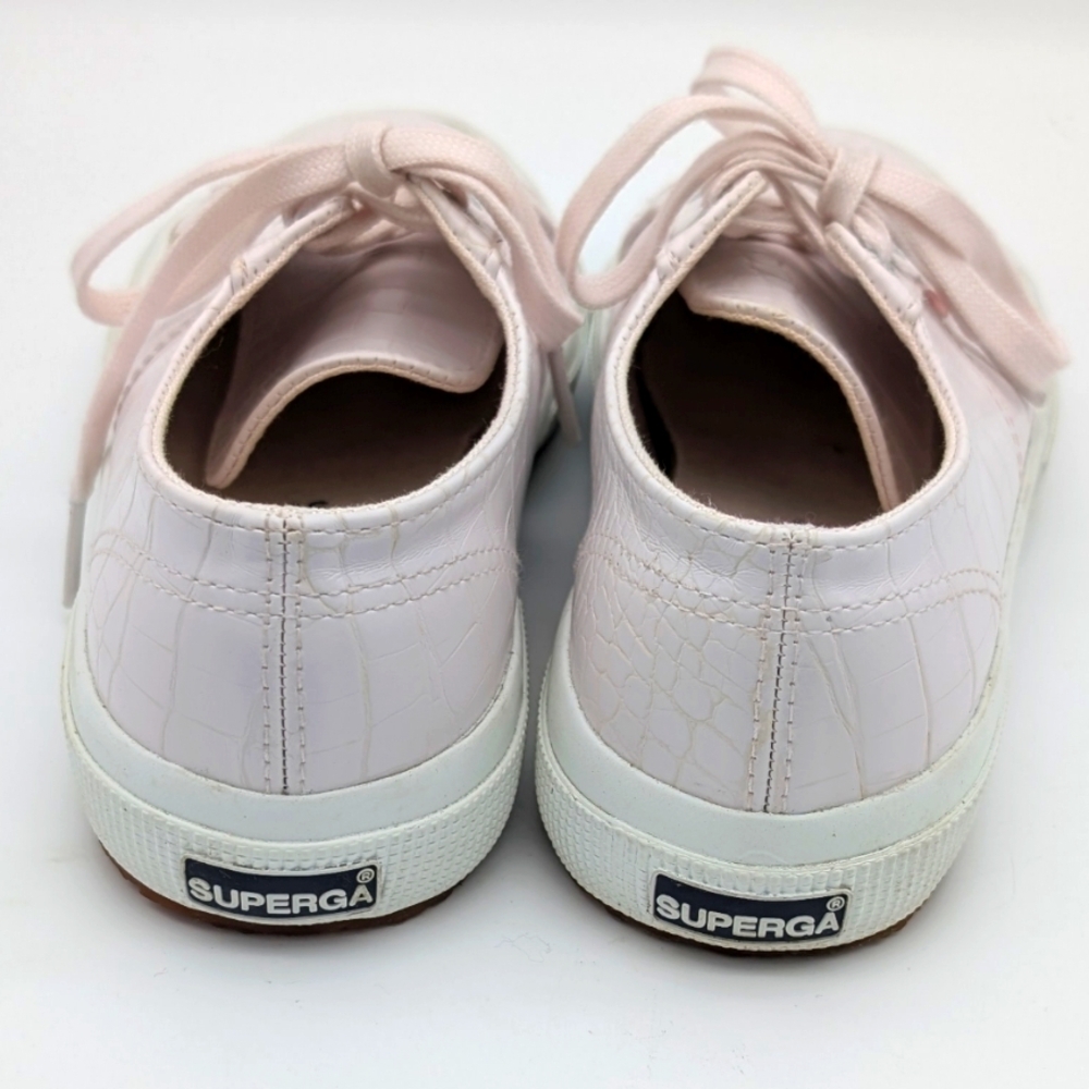 Superga Soft Pink Croc Style Lace-Up Sneakers - Picture 5 of 8